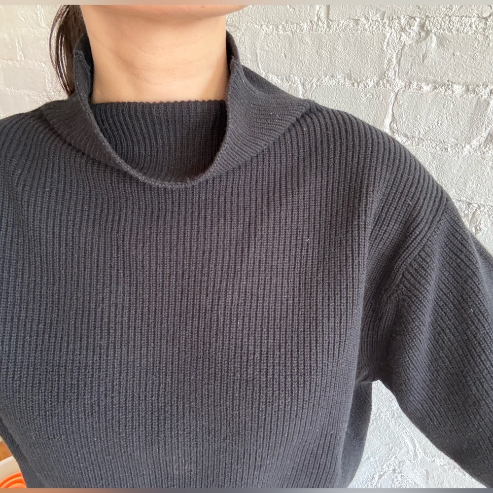 Wilfred cowl neck cropped wool cotton sweater
